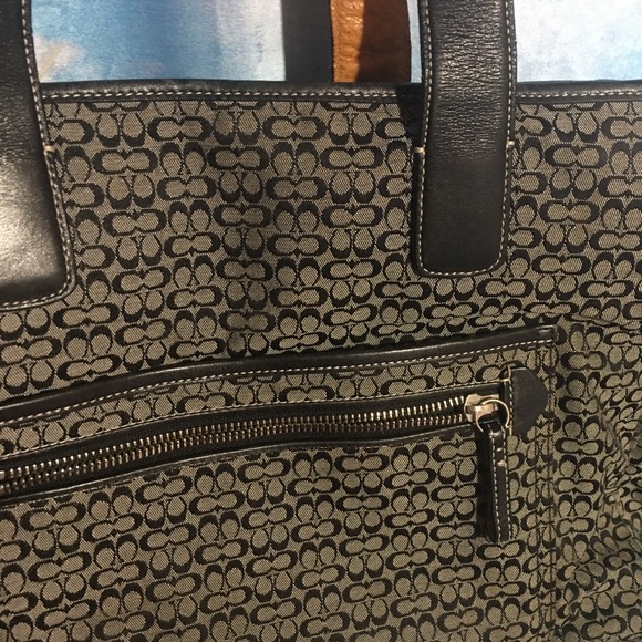 Coach large Tote black & brown. Side pockets needs - Picture 2 of 8